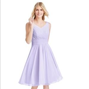 Azazie Grace Lilac Chiffon Bridesmaid Dress A-Line Skirt Gathered Bodice NWT A2